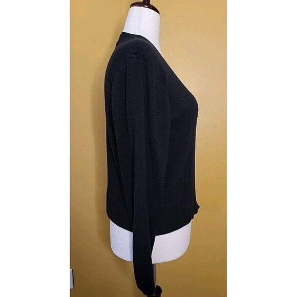 Bice Womens Black Cardigan V Neck Sweater Large Ramie Cotton - Picture 7 of 12